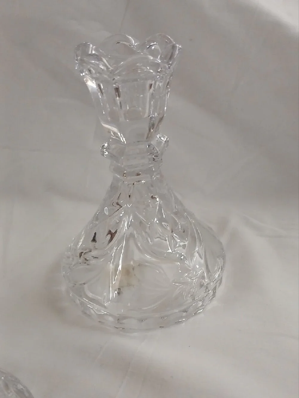 Clear Crystal-Style Glass Candlestick Holders - Pair
